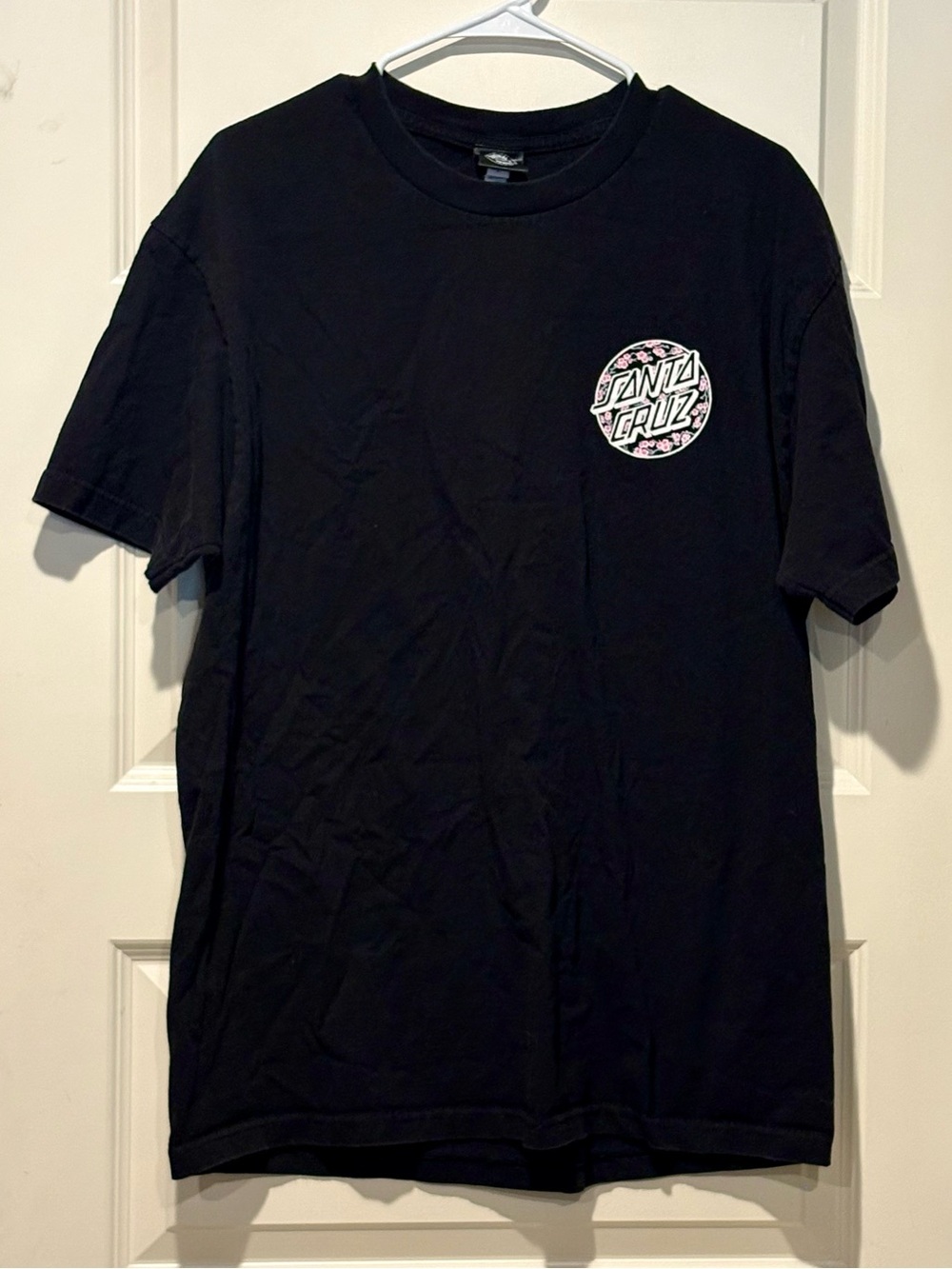Santa Cruz Skateboards Black Short Sleeve Tee with Pink Logo XL